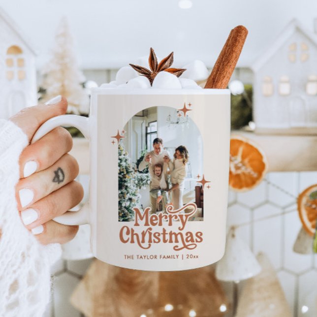 Café Foto da família Feliz Caneca de Natal (Criador carregado)