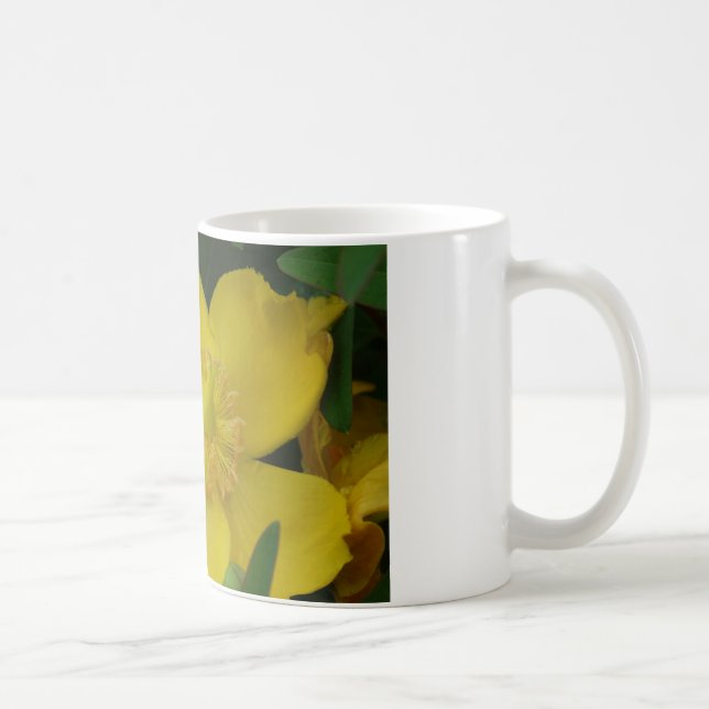 Café Foto de Flor Amarela Caneca Branca Clássica (Direita)