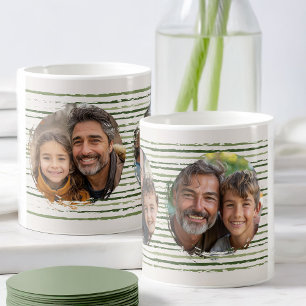 Café Fotos de Família em Caneca Listrada com Esboço Ver