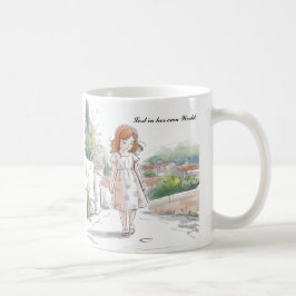 Café Garota Whimsical na Natureza - Caneca de Momento P
