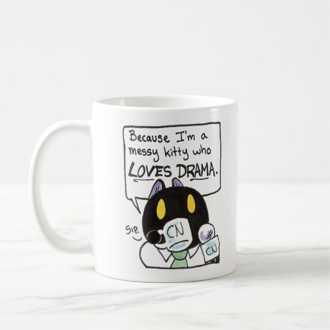 Café Gatinho Mensageiro que ama caneca de Drama (Esquerda)