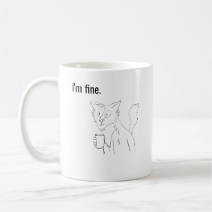 Café Gato Estressado, Caneca de Gato Ilustrado Esquisit