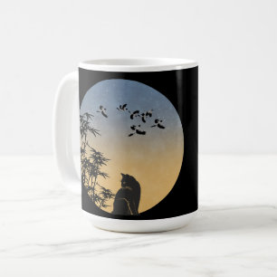 Café Gato Místico Sob Céu De Bambu - Caneca De Arte Jap