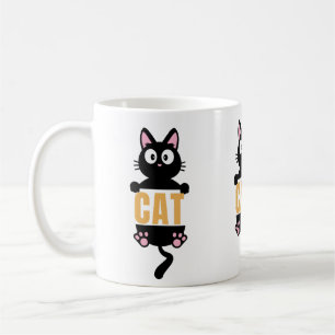 Café Gato Negro Sassado, caneca de gato preto, presente