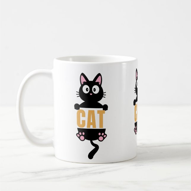 Café Gato Negro Sassado, caneca de gato preto, presente (Esquerda)