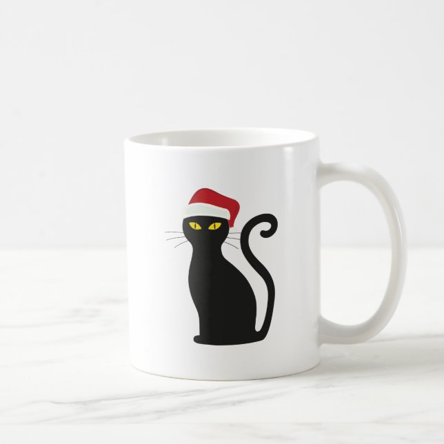 Café Gato Preto Engraçado Com A Caneca De Noel Hats (Direita)