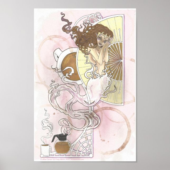 Café Genasy Art Nouveau Poster cor-de-rosa (Frente)