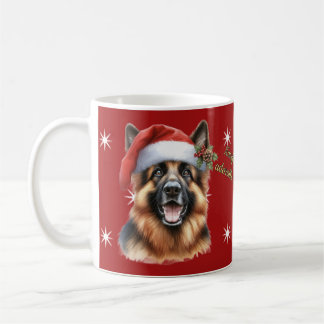 Café German shepherd festivo de caneca de Natal