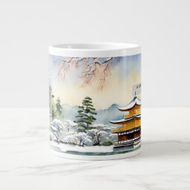 Café Grande Arte de Aquarela de Inverno de Quioto - Caneca