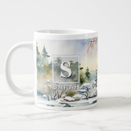 Café Grande Arte de Aquarela de Inverno de Quioto - Caneca