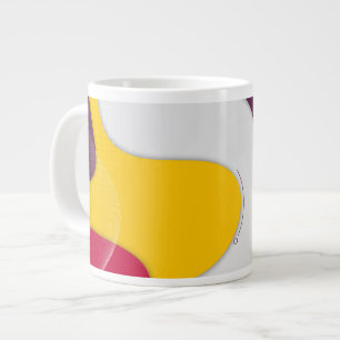 Café Grande Caneca Abstrata Onda de Cores Retro Ousada