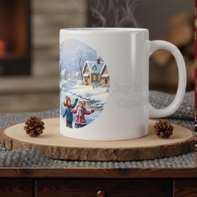 Café Grande Caneca Alegre Terra de Encantamento de Inverno (Criador carregado)