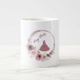Café Grande Caneca Clássica e Adesivo de Tipografia Floral Ele