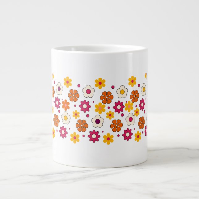 Café Grande Caneca com belo padrão de flores (Frente)