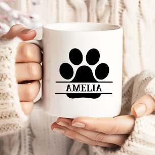 Café Grande Caneca com Impressão de Pata de Pet Personalizada
