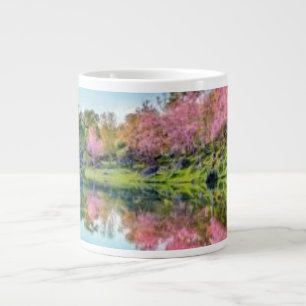 Café Grande Caneca com respingo de tinta arco-íris vibrante