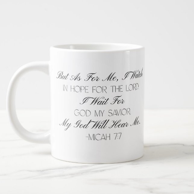 Café Grande Caneca com versículo bíblico de esperança Miquéias (Esquerda)
