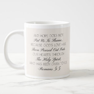 Café Grande Caneca com versículo bíblico de esperança Romanos 