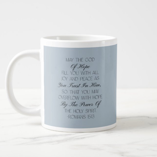 Café Grande Caneca com versículo bíblico de esperança Romanos  (Esquerda)