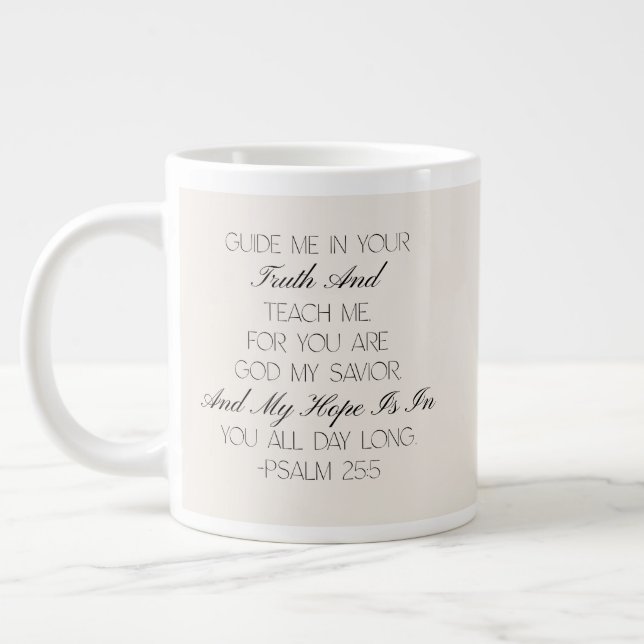 Café Grande Caneca com Versículo Bíblico de Esperança Salmo 25 (Esquerda)