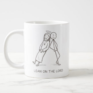 Café Grande Caneca Cristã de Figura de Pau Apoiando-se no Senh