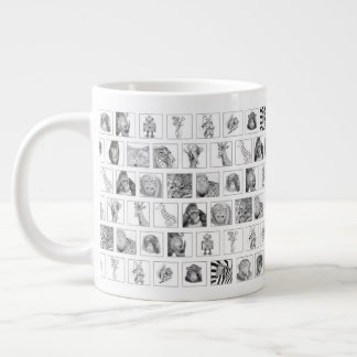Café Grande Caneca da Coleção de Animais à Lápis - Horizontal 