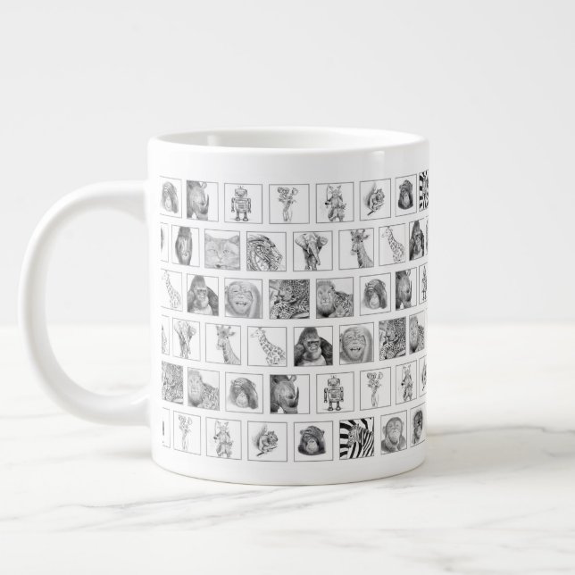 Café Grande Caneca da Coleção de Animais à Lápis - Horizontal  (Esquerda)