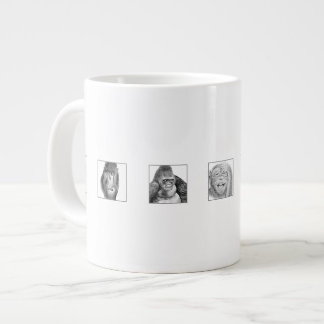 Café Grande Caneca da Coleção de Animais a Lápis - Macacos (Frente Esquerda)
