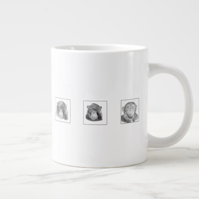 Café Grande Caneca da Coleção de Animais a Lápis - Macacos (Direita)