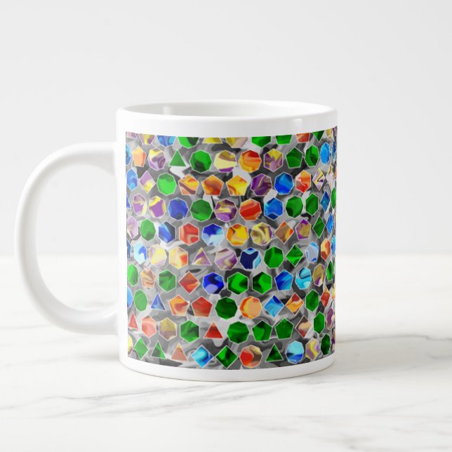 Café Grande Caneca de 600ml com Polígonos Fragmentados em Espi (Esquerda)