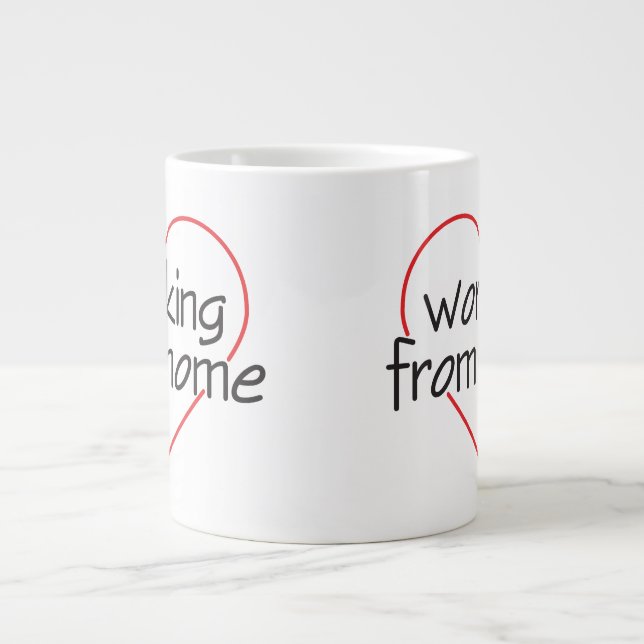 Café Grande Caneca de Amor ao Trabalho em Casa (Frente)
