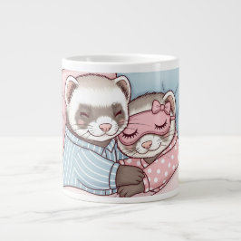 Café Grande Caneca de Amor de Casal de Furões Adormecidos em P