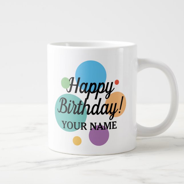 Café Grande Caneca de aniversário com cores alegres e nome per (Direita)