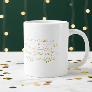 Café Grande Caneca de Aniversário de 10 Anos de Casamento Eleg