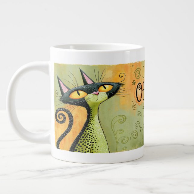 Café Grande Caneca de aniversário de gato preto engraçado com  (Esquerda)