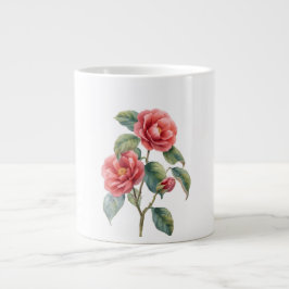 Café Grande Caneca de Arte Botânica Camélia Rosa Vintage