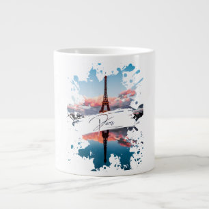 Café Grande Caneca de Arte com Efeito de Aquarela de Paris T