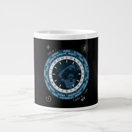 Café Grande Caneca de Arte com Relógio Digital Retro-Futurista