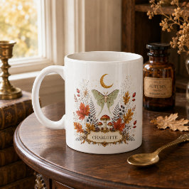 Café Grande Caneca de bruxa botânica personalizada de outono c