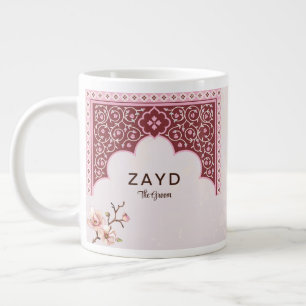 Café Grande Caneca de Casamento Personalizada – Arco Marrom e 