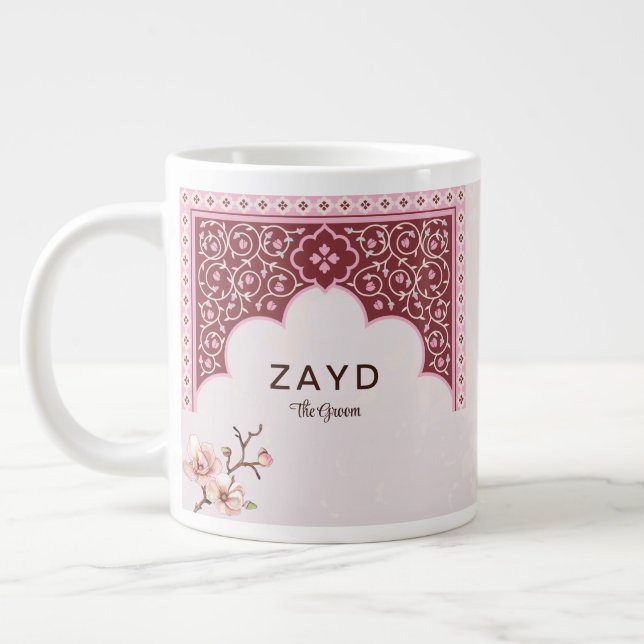 Café Grande Caneca de Casamento Personalizada – Arco Marrom e  (Esquerda)