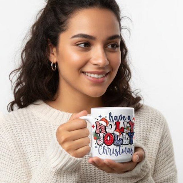 Café Grande Caneca de Cerâmica com Design de Donut Feliz Natal (Criador carregado)