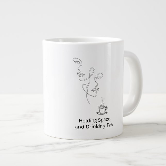 Café Grande Caneca de Chá Terapia Jumbo Fine Line Art (Frente Esquerda)