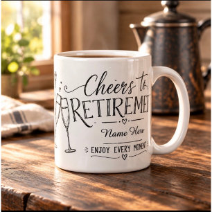 Café Grande Caneca de Champanhe Personalizada para Aposentador