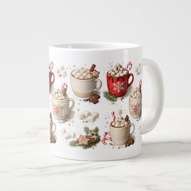Café Grande Caneca de Chocolate Quente de Natal (Frente Esquerda)