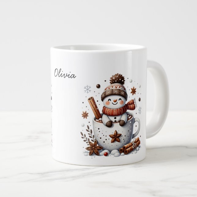 Café Grande Caneca de Chocolate Quente Personalizada Boneco de (Frente Esquerda)