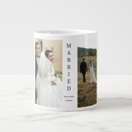 Café Grande Caneca de Colagem de Fotos de Casamento Personaliz