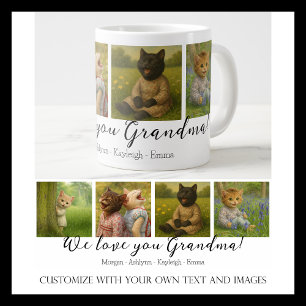 Café Grande Caneca de Colagem de Fotos Personalizada com Nomes