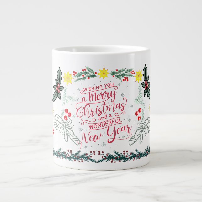 Café Grande Caneca de desejos de festival de Natal (Frente)