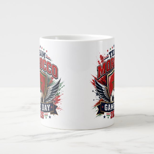 Café Grande Caneca de Dia de Jogo da Equipe Marrocos 2026 Fã d (Frente)